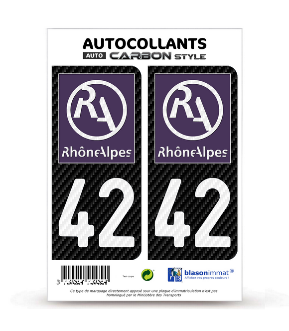 42 Rhône-Alpes - LT II Carbone-Style | Stickers plaque immatriculation