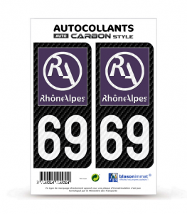 69 Rhône-Alpes - LT II Carbone-Style | Stickers plaque immatriculation