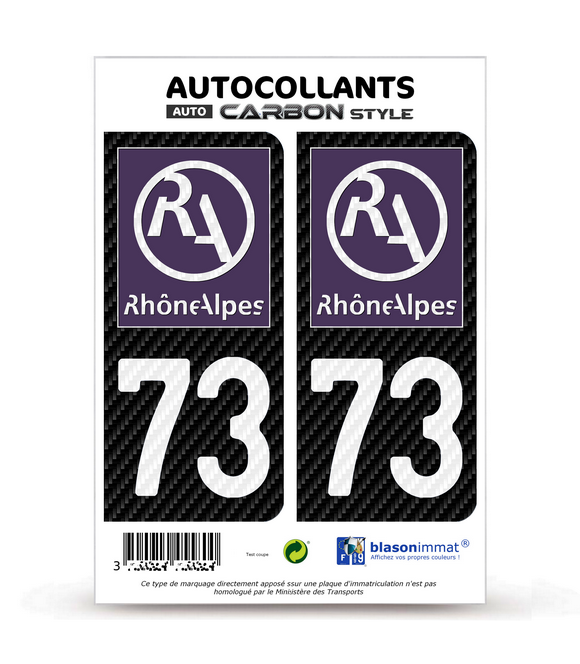 73 Rhône-Alpes - LT II Carbone-Style | Stickers plaque immatriculation