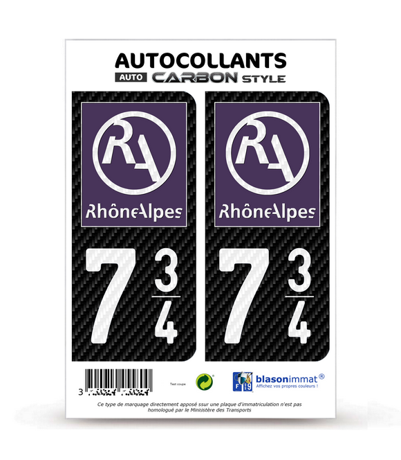 734 Rhône-Alpes - LT II Carbone-Style | Stickers plaque immatriculation