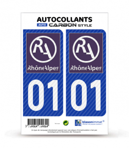 01 Rhône-Alpes - LT II Carbone-Style | Stickers plaque immatriculation