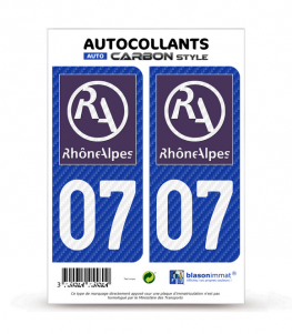07 Rhône-Alpes - LT II Carbone-Style | Stickers plaque immatriculation