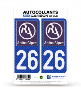 26 Rhône-Alpes - LT II Carbone-Style | Stickers plaque immatriculation