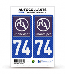 74 Rhône-Alpes - LT II Carbone-Style | Stickers plaque immatriculation