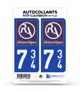 734 Rhône-Alpes - LT II Carbone-Style | Stickers plaque immatriculation