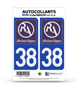 38 Rhône-Alpes - LT II Carbone-Style | Stickers plaque immatriculation
