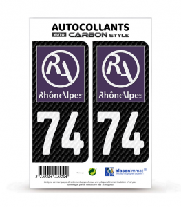74 Rhône-Alpes - LT II Carbone-Style | Stickers plaque immatriculation