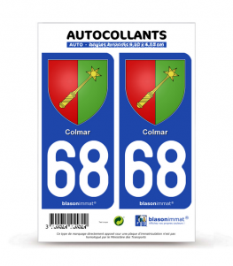 68 Colmar - Armoiries | Autocollant plaque immatriculation