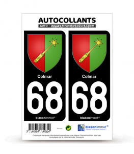 68 Colmar - Armoiries | Autocollant plaque immatriculation