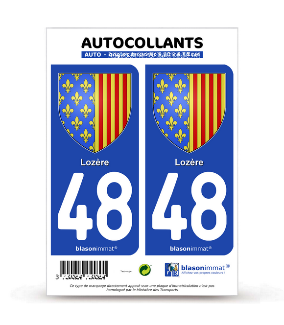 48 Lozère - Armoiries | Autocollant plaque immatriculation