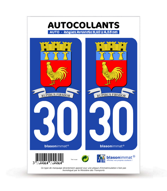 30 Gallargues-le-Montueux - Armoiries | Autocollant plaque immatriculation