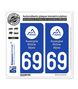 69 Auvergne-Rhône-Alpes - LogoType | Autocollant plaque immatriculation