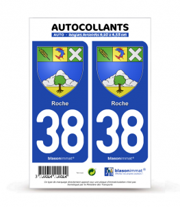 38 Roche - Armoiries | Autocollant plaque immatriculation