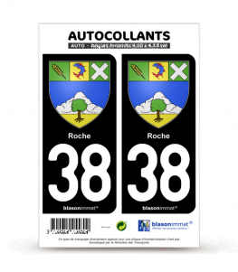 38 Roche - Armoiries | Autocollant plaque immatriculation