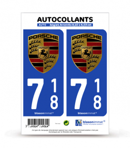 718 Porsche - Blason | Autocollant plaque immatriculation