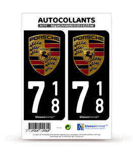 718 Porsche - Blason | Autocollant plaque immatriculation