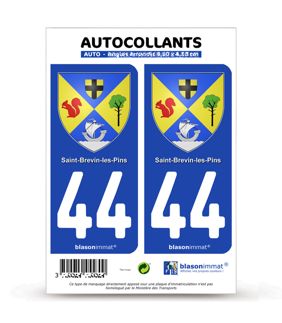 44 Saint-Brevin-les-Pins - Armoiries | Autocollant plaque immatriculation