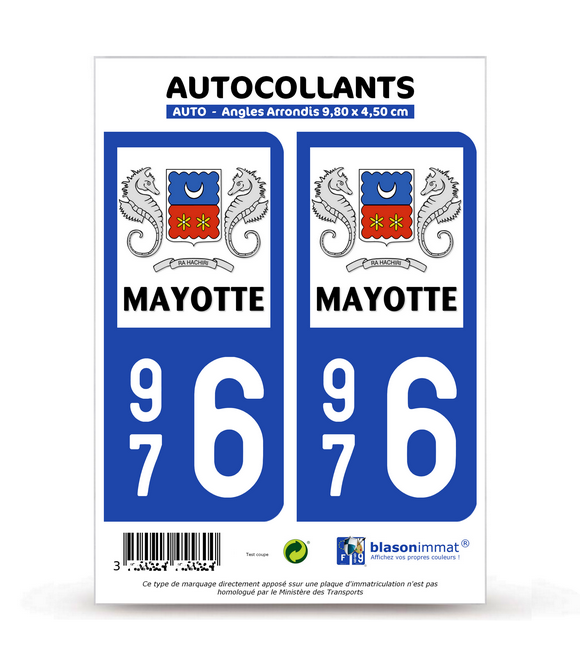 976 Mayotte - LogoType | Autocollant plaque immatriculation
