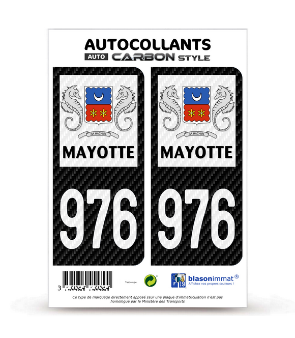 976-H Mayotte - LT Carbone-Style | Stickers plaque immatriculation