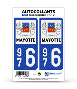 976 Mayotte - LT Carbone-Style | Stickers plaque immatriculation