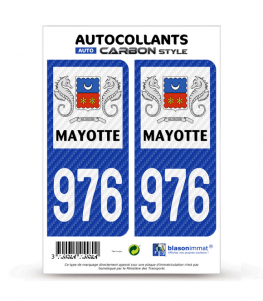 976-H Mayotte - LT Carbone-Style | Stickers plaque immatriculation