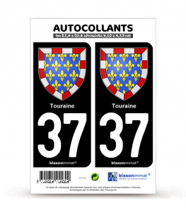 37 Touraine - Armoiries | Autocollant plaque immatriculation