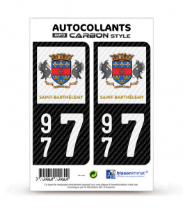 977 Saint-Barthélemy - COM Carbone-Style | Stickers plaque immatriculation