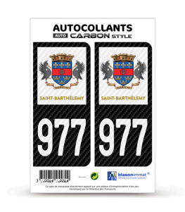 977-H Saint-Barthélemy - COM Carbone-Style | Stickers plaque immatriculation