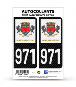 971-H Saint-Barthélemy - COM Carbone-Style | Stickers plaque immatriculation