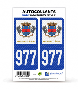 977-H Saint-Barthélemy - COM Carbone-Style | Stickers plaque immatriculation