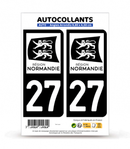 27 Eure - Normandie Bi-ton | Autocollant plaque immatriculation