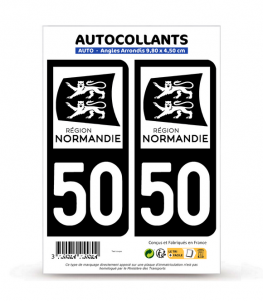 50 Manche - Normandie Bi-ton | Autocollant plaque immatriculation