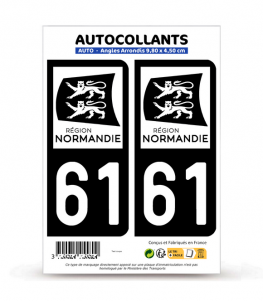 61 Orne - Normandie Bi-ton | Autocollant plaque immatriculation