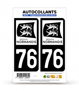 Autocollant 76 avec blason du département de la Seine-Maritime pour plaque  d'immatriculation