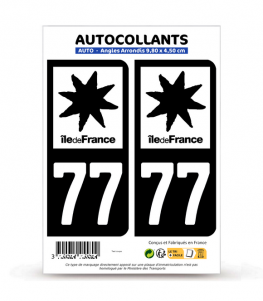 77 Seine-et-Marne - Île-de-France Bi-ton | Autocollant plaque immatriculation