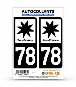 78 Yvelines - Île-de-France Bi-ton | Autocollant plaque immatriculation