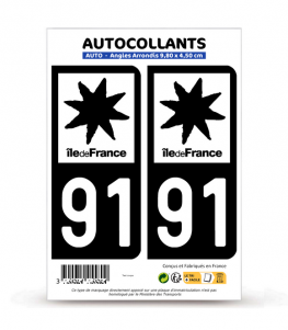 91 Essonne - Île-de-France Bi-ton | Autocollant plaque immatriculation
