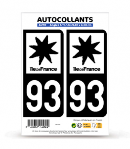 93 Seine-Saint-Denis - Île-de-France Bi-ton | Autocollant plaque immatriculation