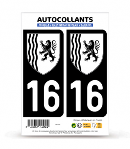 16 Charente - Nouvelle-Aquitaine Bi-ton | Autocollant plaque immatriculation