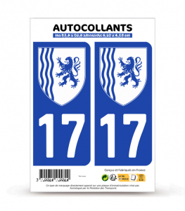 17 Charente-Maritime - Nouvelle-Aquitaine Bi-ton | Autocollant plaque immatriculation