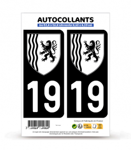 19 Corrèze - Nouvelle-Aquitaine Bi-ton | Autocollant plaque immatriculation