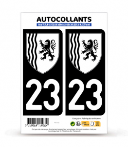 23 Creuse - Nouvelle-Aquitaine Bi-ton | Autocollant plaque immatriculation