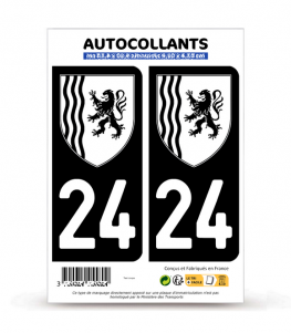 24 Dordogne - Nouvelle-Aquitaine Bi-ton | Autocollant plaque immatriculation