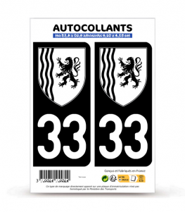 33 Gironde - Nouvelle-Aquitaine Bi-ton | Autocollant plaque immatriculation