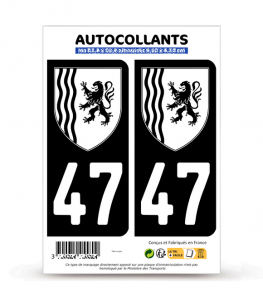47 Lot-et-Garonne - Nouvelle-Aquitaine Bi-ton | Autocollant plaque immatriculation