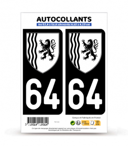 64 Pyrénées-Atlantiques - Nouvelle-Aquitaine Bi-ton | Autocollant plaque immatriculation