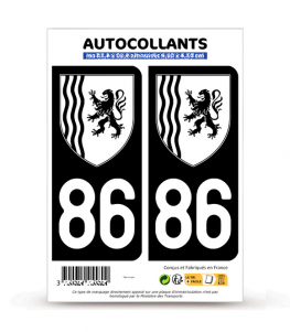 86 Vienne - Nouvelle-Aquitaine Bi-ton | Autocollant plaque immatriculation