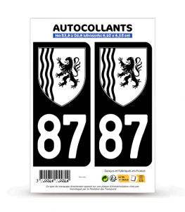 87 Haute-Vienne - Nouvelle-Aquitaine Bi-ton | Autocollant plaque immatriculation