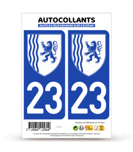 23 Creuse - Nouvelle-Aquitaine Bi-ton | Autocollant plaque immatriculation