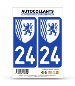 24 Dordogne - Nouvelle-Aquitaine Bi-ton | Autocollant plaque immatriculation